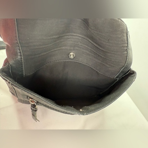 The Sak Ventura Leather Backpack Crossbody Messenger Saddle Bag Black Silver - Picture 6 of 13